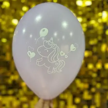 12 Unicorn Baskılı Balon 1+1 - 100 Adet