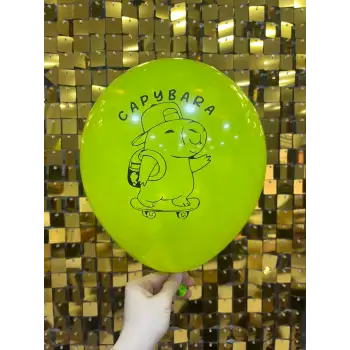 12 Capybara Baskılı Balon 1+1 - 100 Adet