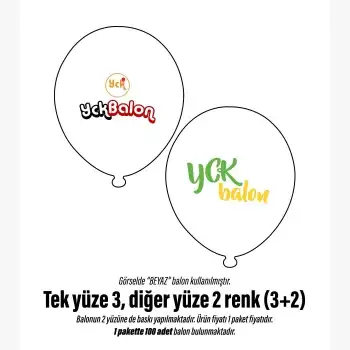 TEK YÜZE ÜÇ DİĞER YÜZE İKİ RENK BASKILI BALON 3+2