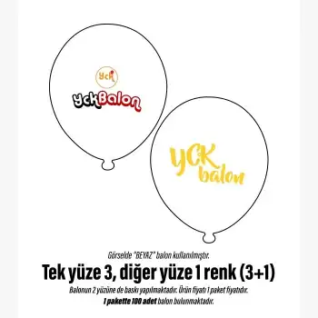 TEK YÜZE ÜÇ DİĞER YÜZE TEK RENK BASKILI BALON 3+1