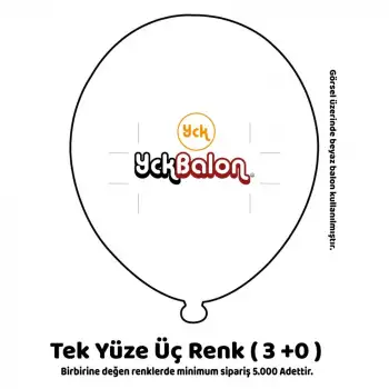 TEK YÜZE ÜÇ RENK BASKILI BALON 3+0