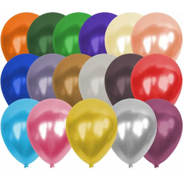 12 Metalik Dekorasyon Balonu Karışık - 100 Adet