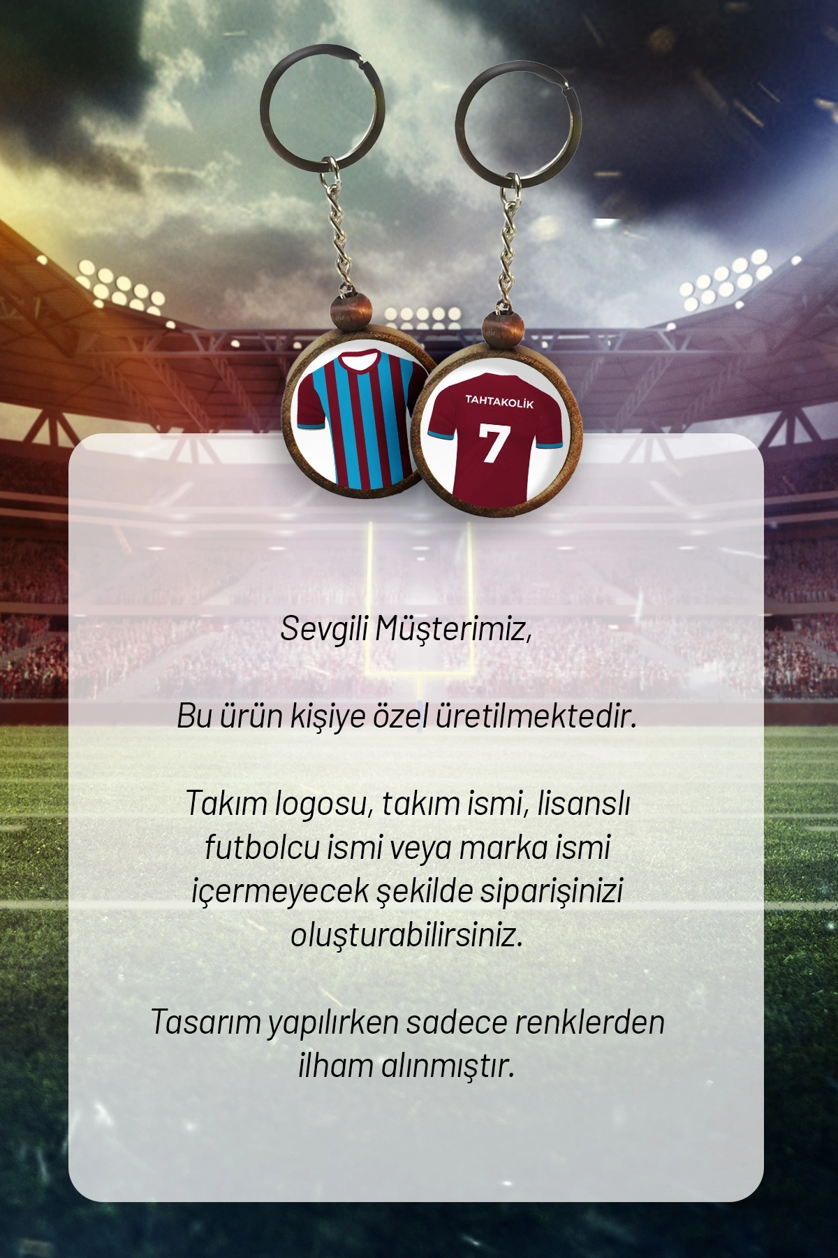 Ahşap Forma Anahtarlık Bordo Mavi