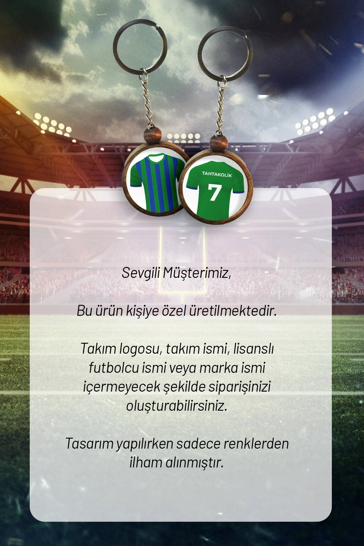 Ahşap Forma Anahtarlık Mavi Yeşil