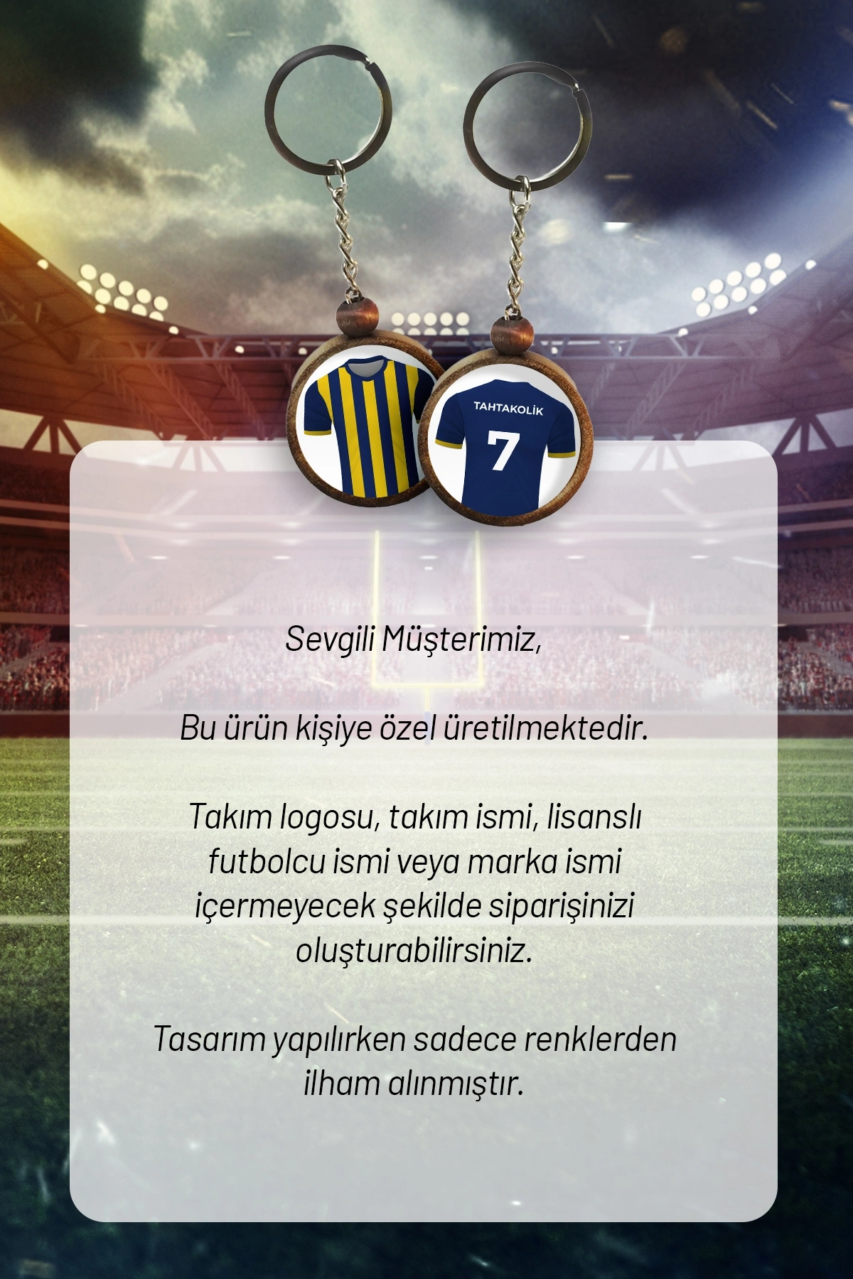 Ahşap Forma Anahtarlık Sarı Lacivert