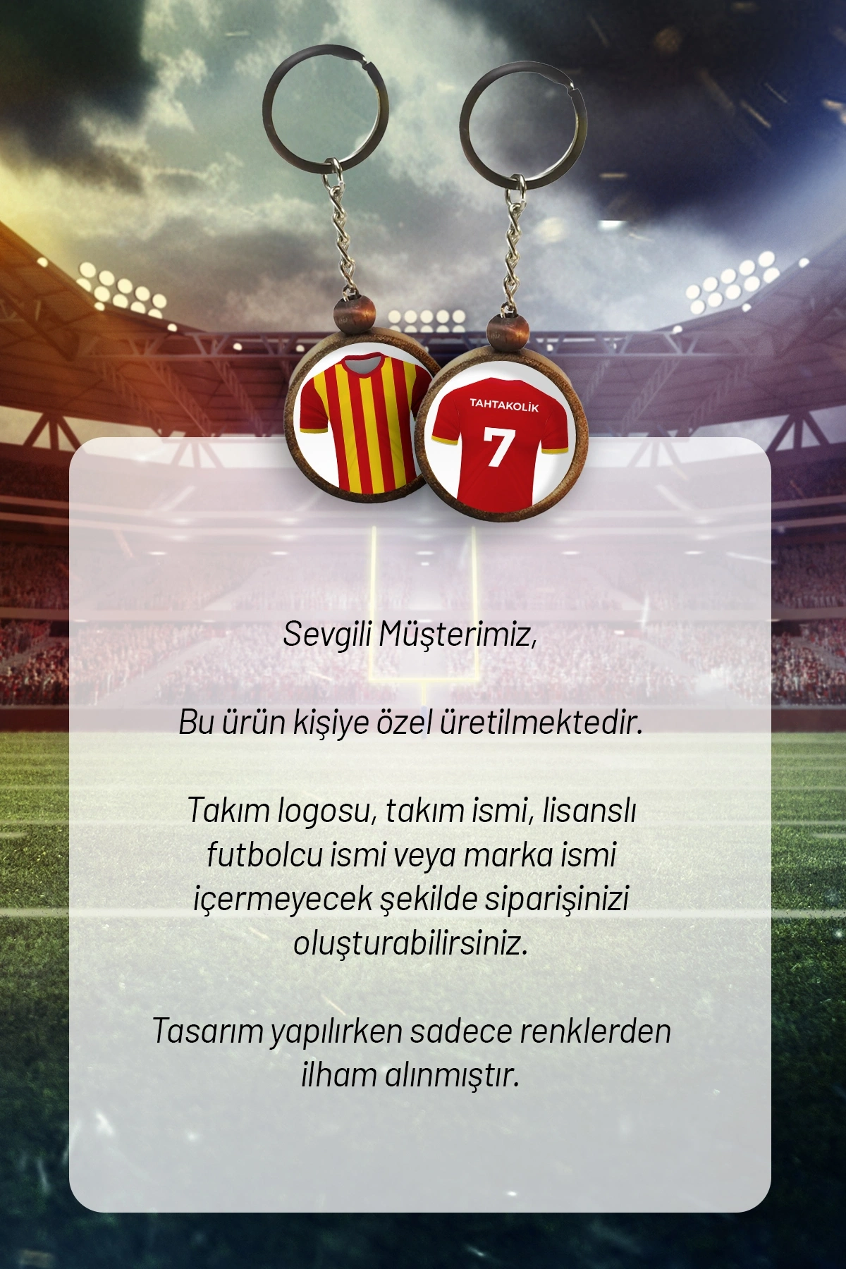 Ahşap Forma Anahtarlık Sarı Kırmızı