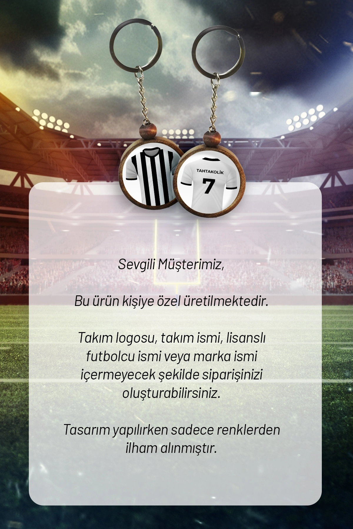 Ahşap Forma Anahtarlık Siyah Beyaz