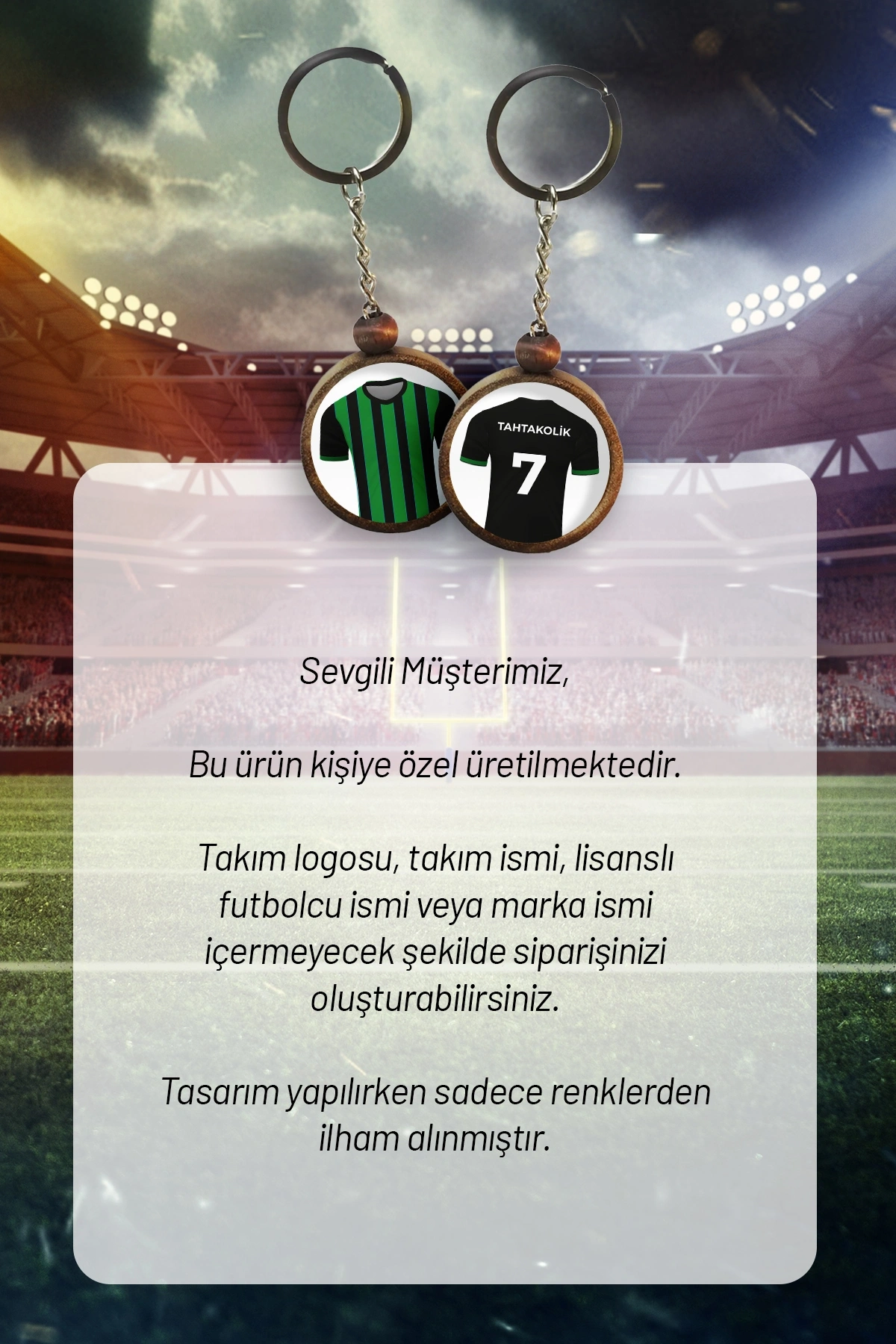 Ahşap Forma Anahtarlık Siyah Yeşil