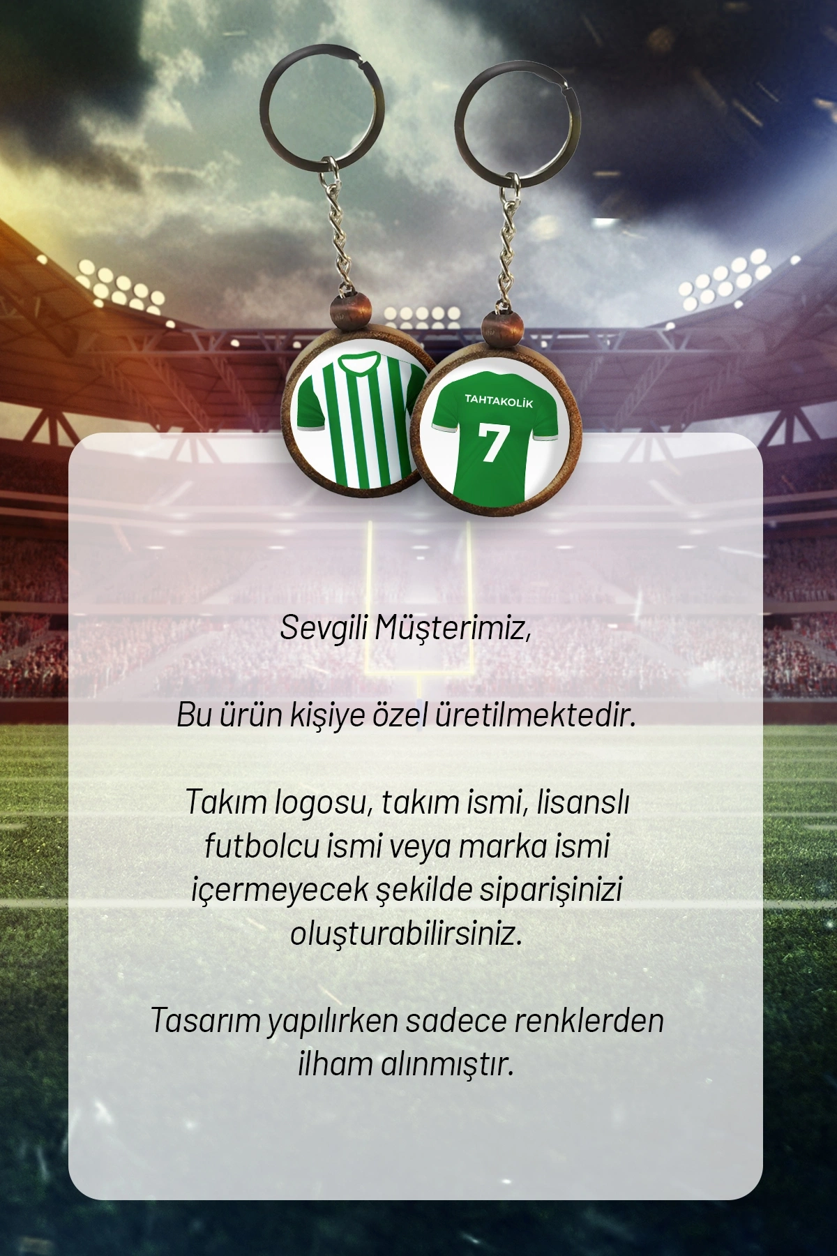 Ahşap Forma Anahtarlık Yeşil Beyaz