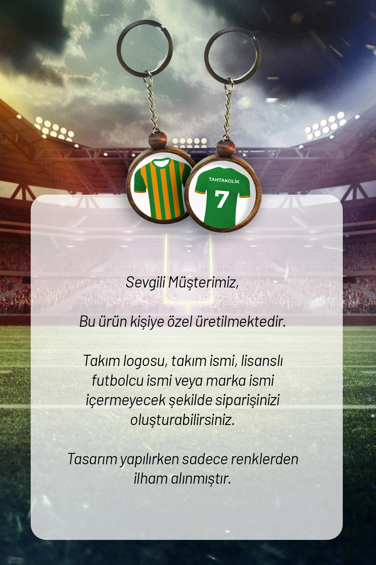 Ahşap Forma Anahtarlık Yeşil Turuncu