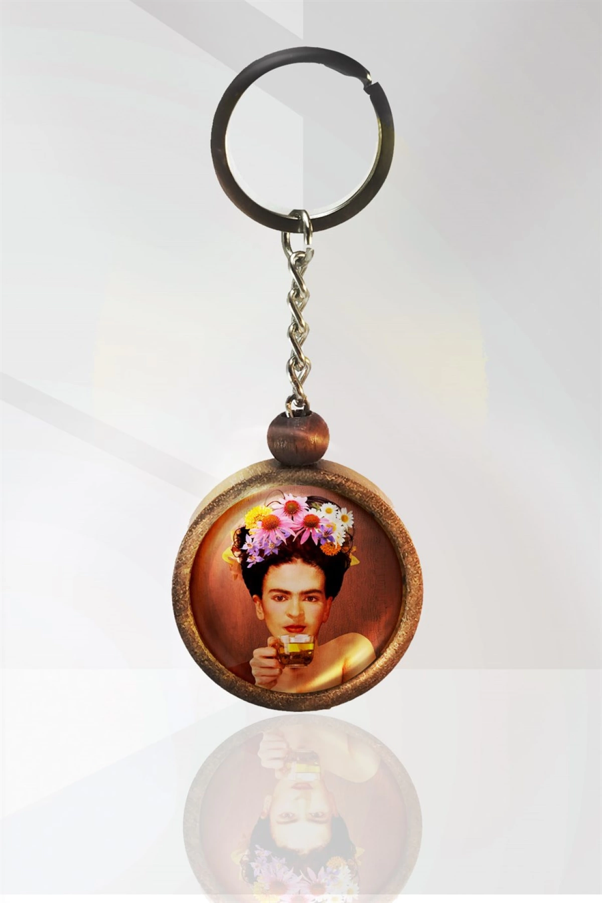 Frida Kahlo Ahşap Anahtarlık Tek Ebat N11.12245