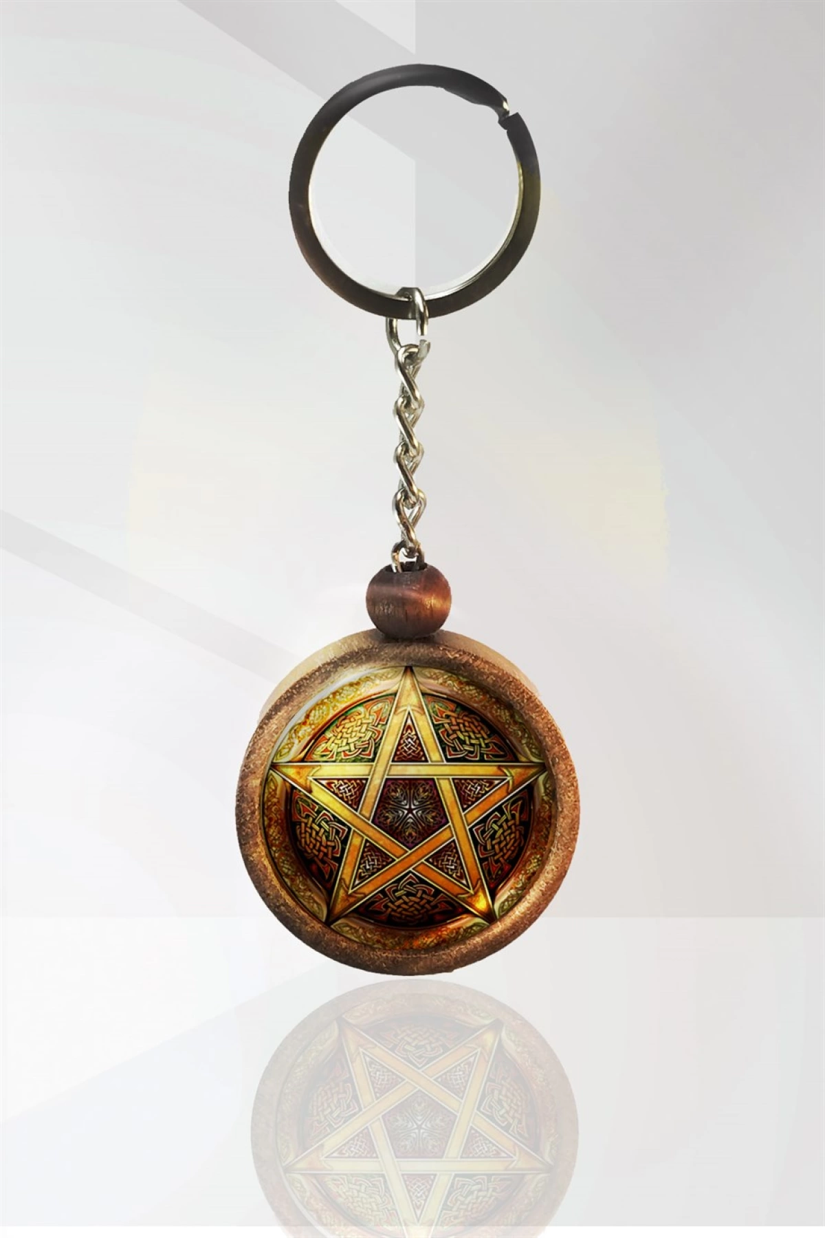 Pentagram Yıldızı Ahşap Anahtarlık Tek Ebat N11.16850