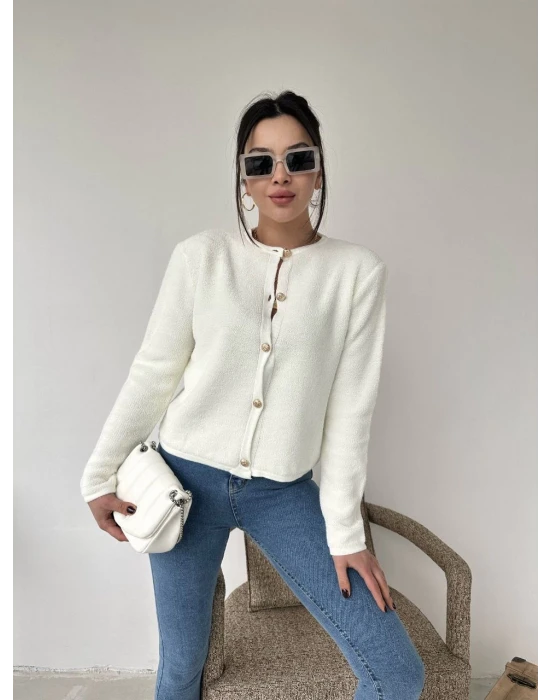 Gold Düğmeli Teddy Hırka