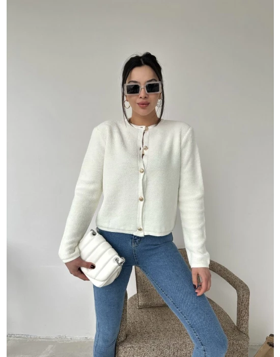 Gold Düğmeli Teddy Hırka