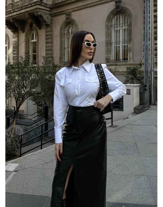 Beli Bağlamalı Çizgili Gömlek