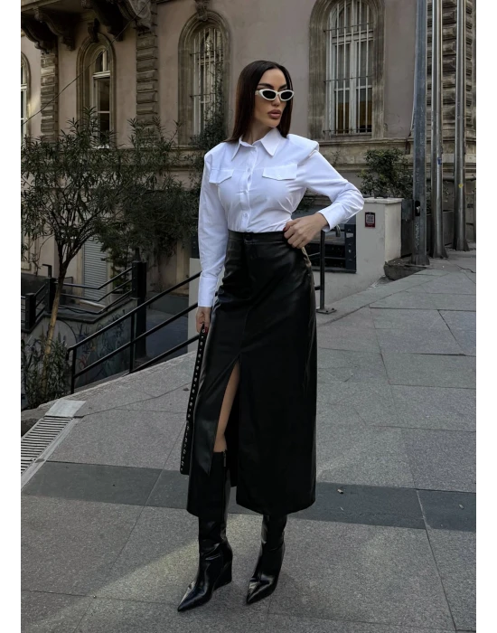 Beli Bağlamalı Çizgili Gömlek