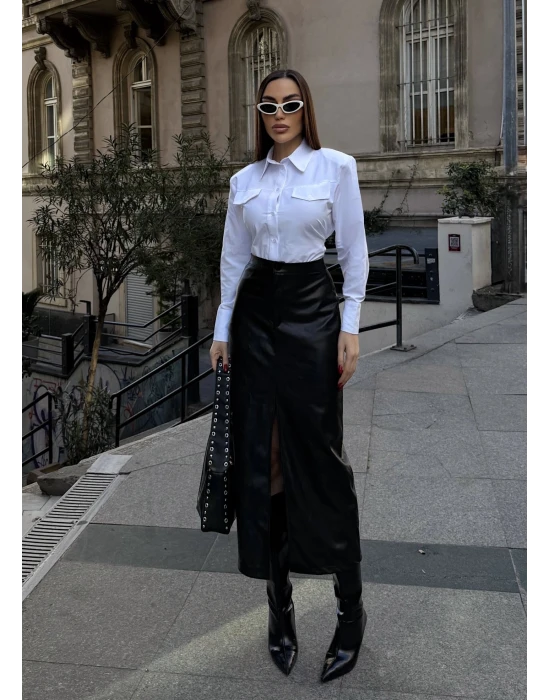 Beli Bağlamalı Çizgili Gömlek