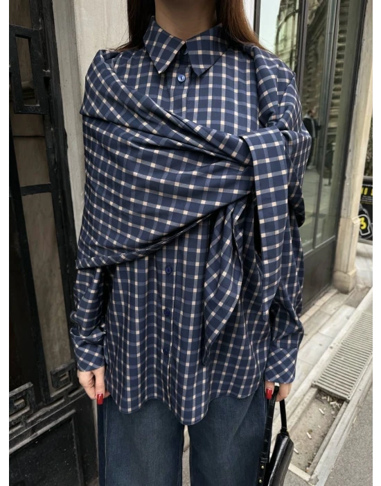 Şal Detaylı Ekose Gömlek