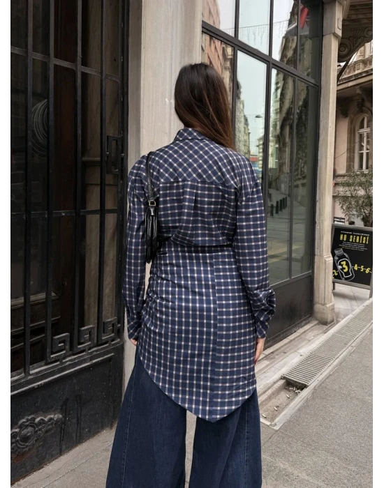 Şal Detaylı Ekose Gömlek