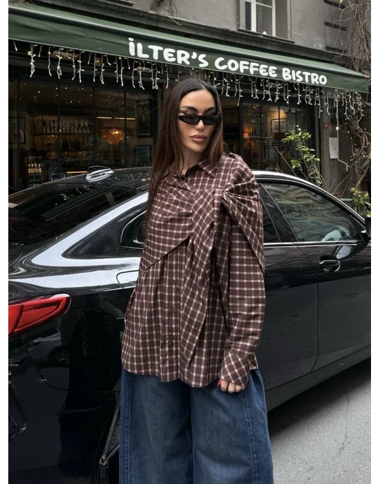 Şal Detaylı Ekose Gömlek