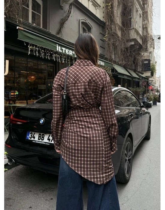 Şal Detaylı Ekose Gömlek