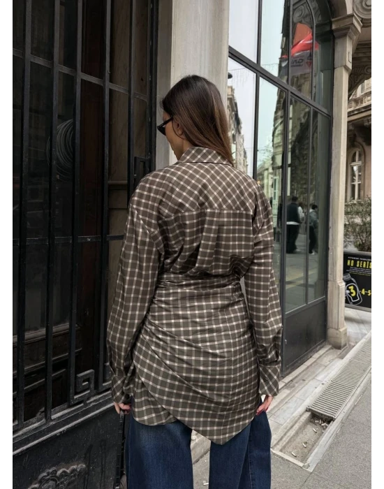 Şal Detaylı Ekose Gömlek