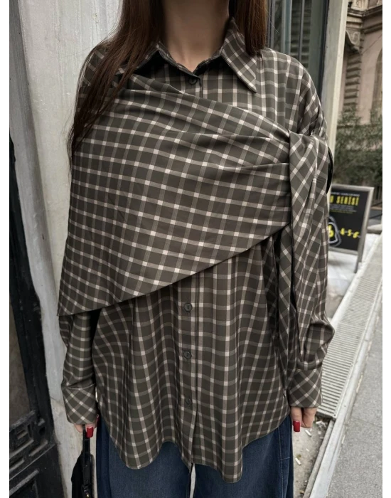 Şal Detaylı Ekose Gömlek