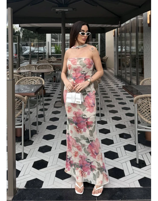 Fularlı Lotus Elbise