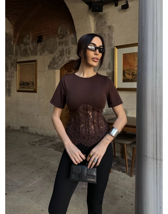 Dantel Korseli Tişört