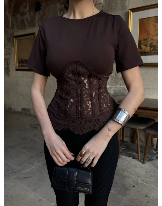 Dantel Korseli Tişört
