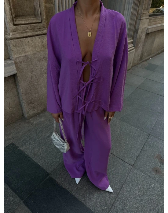 Bağlama Detaylı Pantolon Takım