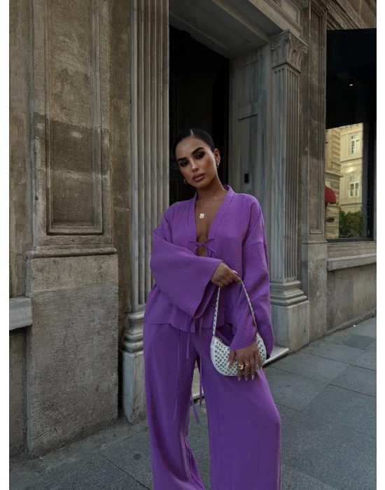 Bağlama Detaylı Pantolon Takım