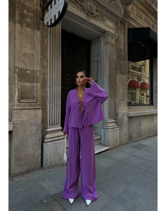 Bağlama Detaylı Pantolon Takım