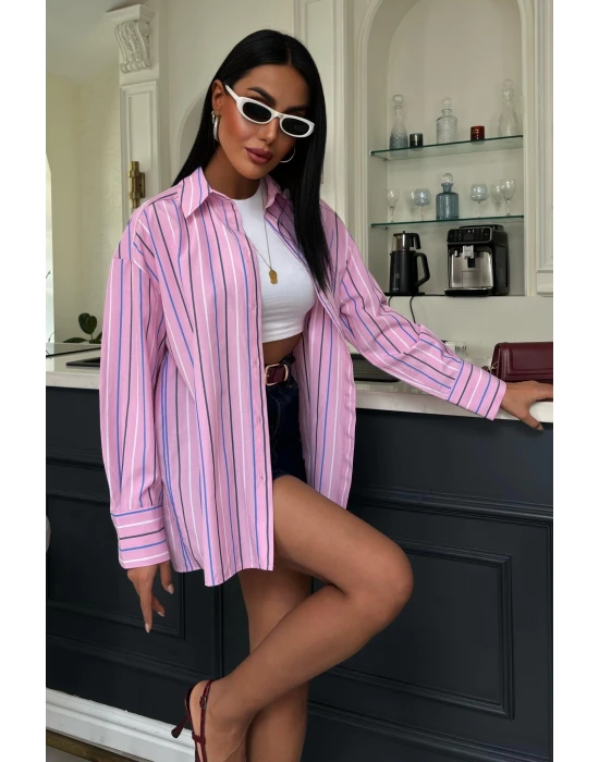 Çizgili Oversize Gömlek