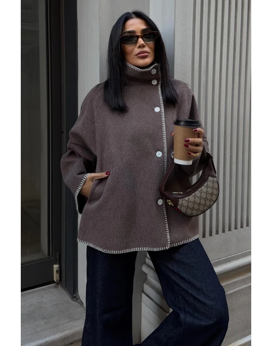 Dikiş Detaylı Kaşe Ceket