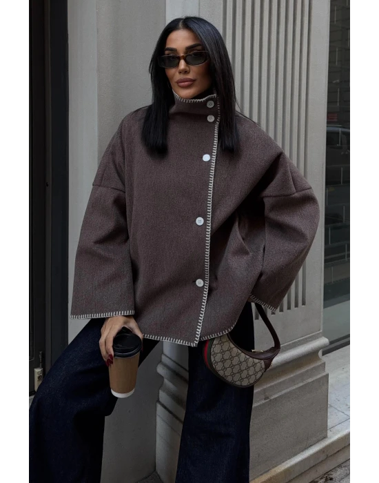 Dikiş Detaylı Kaşe Ceket