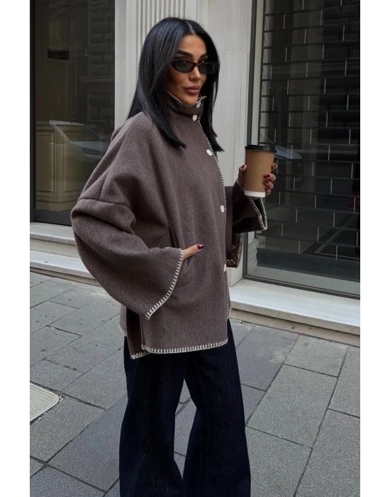 Dikiş Detaylı Kaşe Ceket