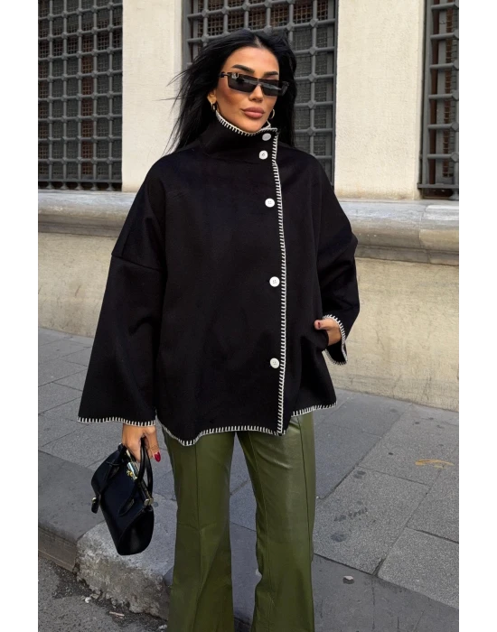 Dikiş Detaylı Kaşe Ceket