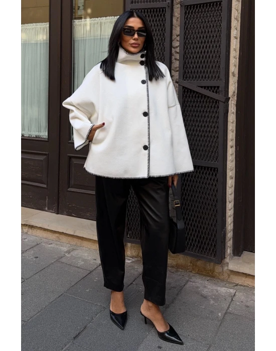 Dikiş Detaylı Kaşe Ceket