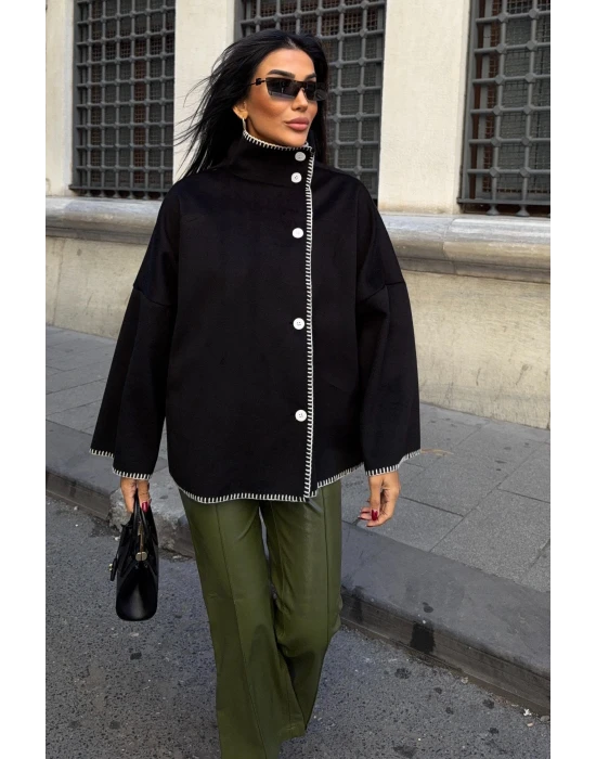 Dikiş Detaylı Kaşe Ceket