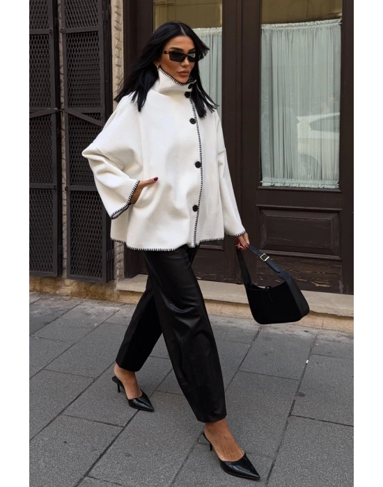 Dikiş Detaylı Kaşe Ceket