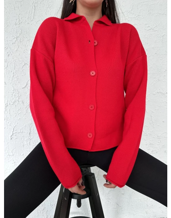 Düğmeli Triko Hırka