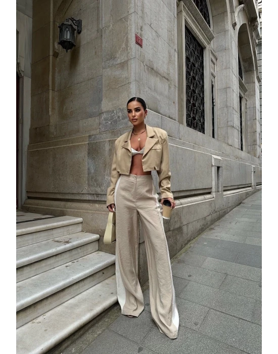 Gabardin Palazzo Pantolon