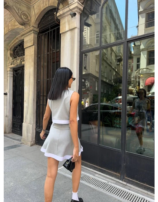 Garnili Yelek Etek Takım