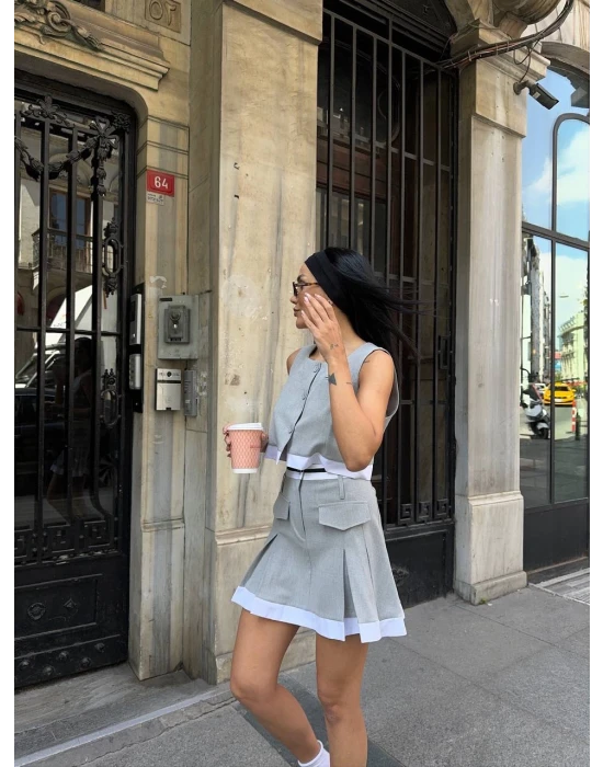 Garnili Yelek Etek Takım