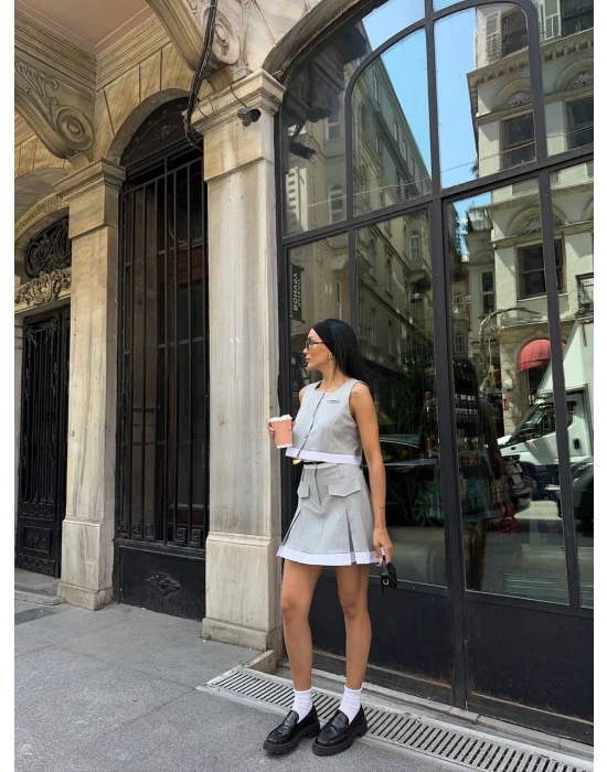 Garnili Yelek Etek Takım