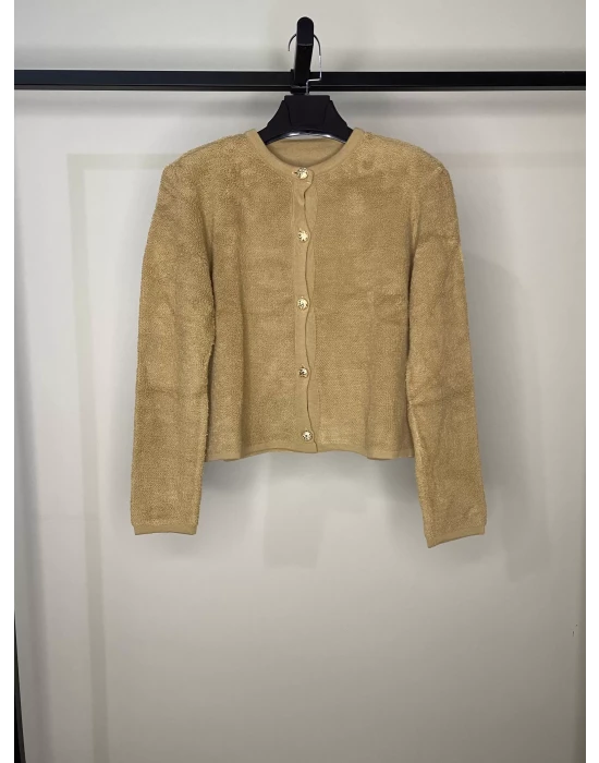 Gold Düğmeli Teddy Hırka