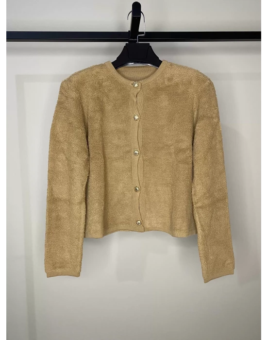 Gold Düğmeli Teddy Hırka