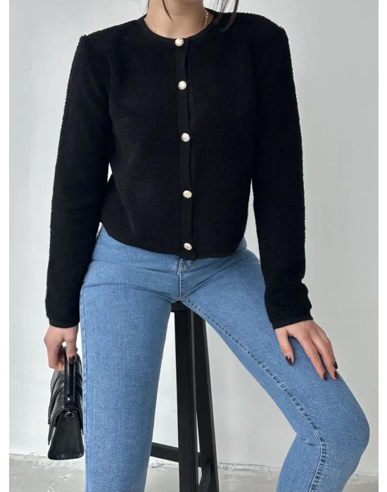 Gold Düğmeli Teddy Hırka