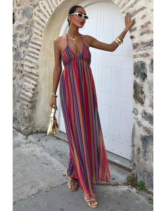 İp Askılı Renkli Elbise